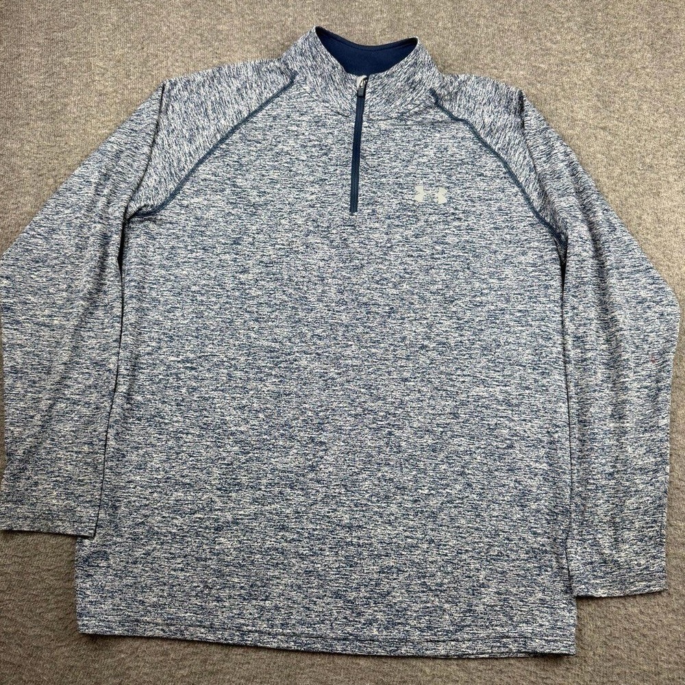 Under Armour Men's Medium HeatGear 1/4 Zip Pullover Blue White Space Dye